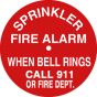 Sign Alum 6" Round Alarm Bell Call 911