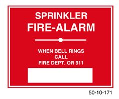 Sign Alum 9x7 Fire Alarm Bell - Call Fire Dept or 911