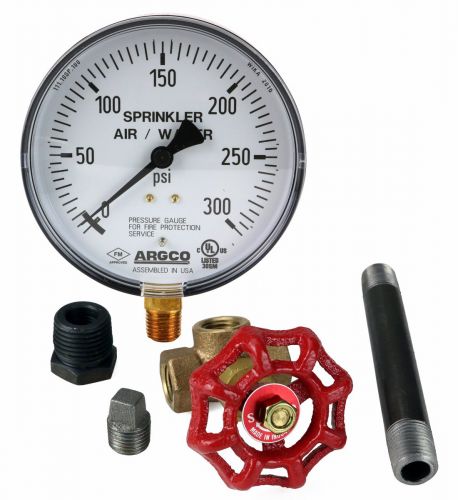 Fire Sprinkler Gauge Kit Personalized 300# Air/Water 1/4" NPT UL/FM USA