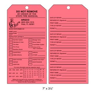Tag Personalized (1000) FL Inspection Plastic Red (2-Sided)